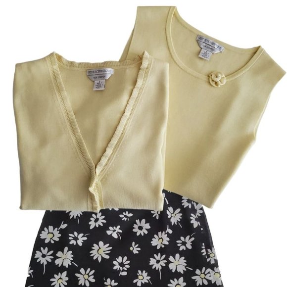 Petite Sophisticate Silk Stretch Cardigan & Shell Set | Like New | XSP | Yellow - Picture 11 of 11
